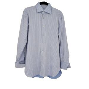 Eremenegildo Zegna Regular Fit Striped Button Down Dress Shirt Size 39/15.5